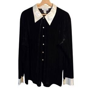 Impressions Black and White Button Down Shirt